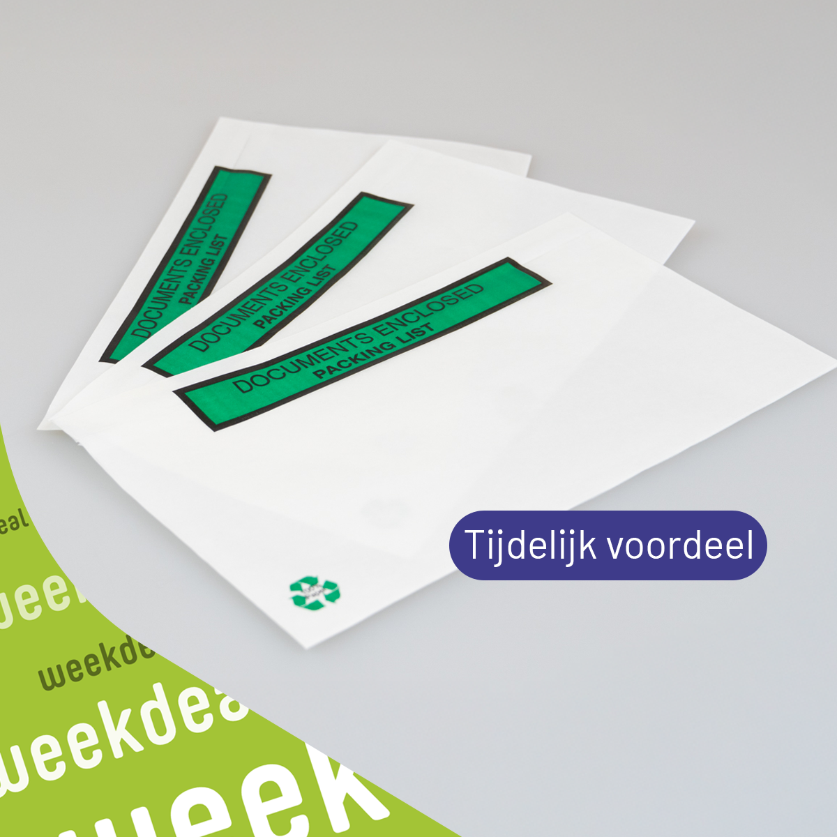 Papieren Packinglist, C6, DL, C5 en C4. 1000 stuks per doos, vanaf